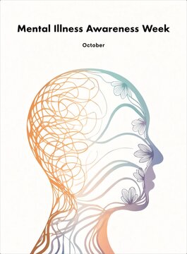 Mental Illness Awareness Week Concept with Abstract Human Head Profile.