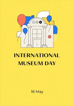 International Museum Day illustration with balloons.