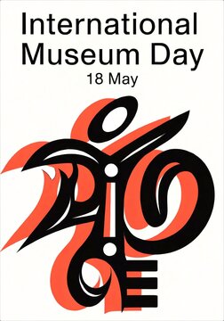 International Museum Day Logo with Abstract Key and Figure Design.