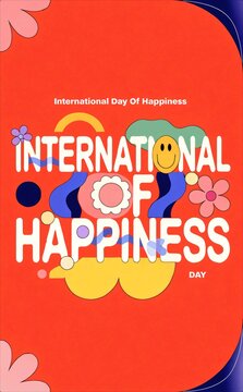 Vibrant International Day of Happiness Typography Design.