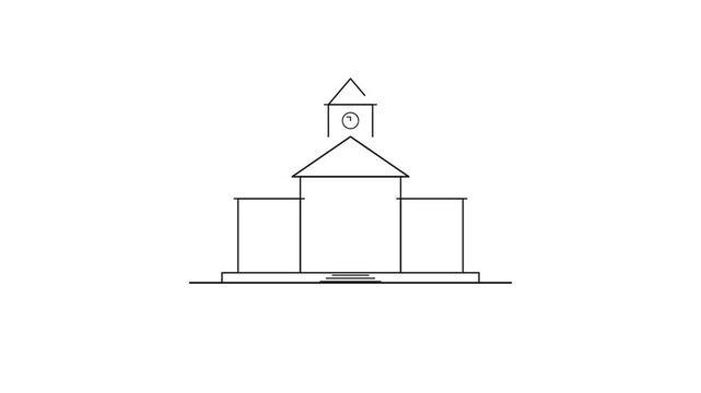 Minimalist Elementary School Building Line Art Animation