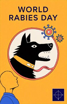 World Rabies Day Awareness Poster Illustration.
