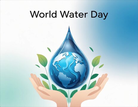 World Water Day Concept with Globe and Leaves.