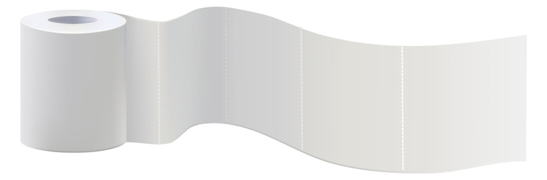 A roll of toilet paper is unrolled on a white background