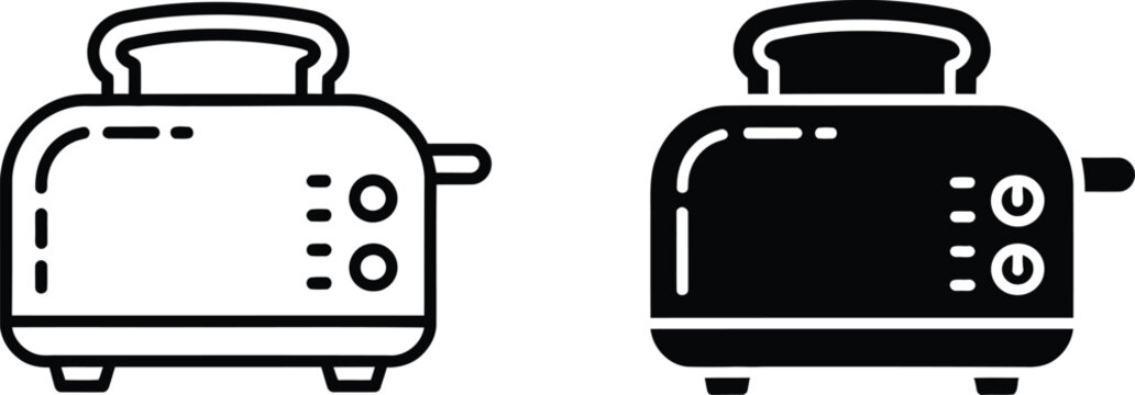Pop up bread toaster line and solid vector illustration