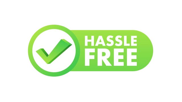 Green hassle free guarantee checkmark button animation
