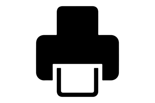 Simple Black Printer Icon for Document Printing and Office Work Vector Illustration