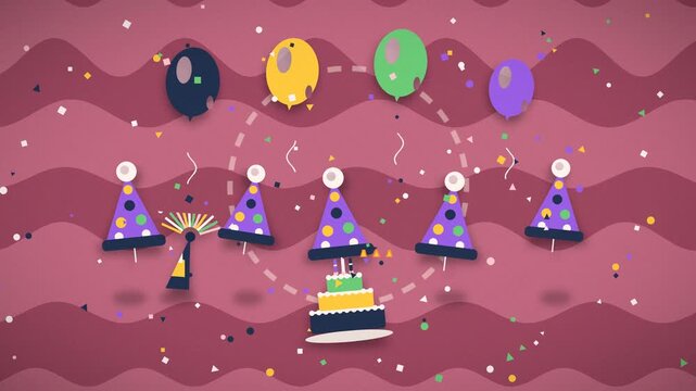 partygoers celebrate with confetti and balloons around a decorated birthday cake celebration cake party festive gathering