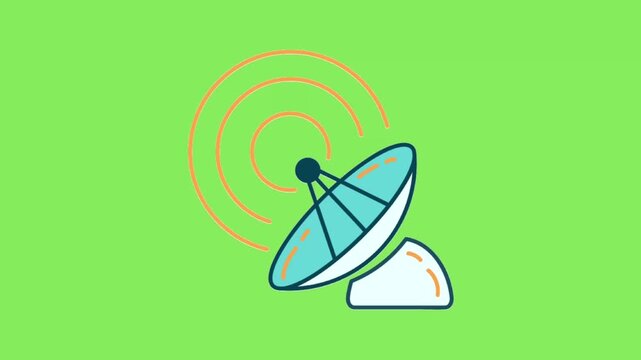 Satellite dish communication icon vector illustration on a green background