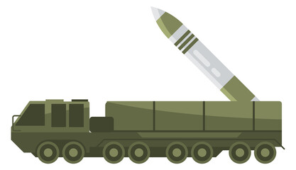 Fototapeta premium A military vehicle with a rocket on top of it