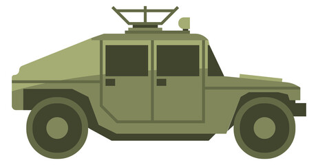 Fototapeta premium A green military vehicle with a large gun on top