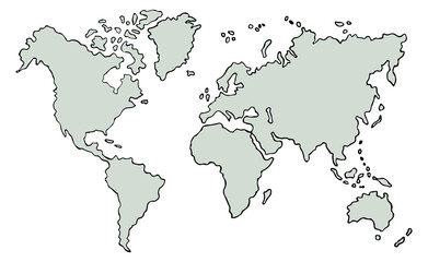 Fototapeta premium A white background with a gray outline of the world