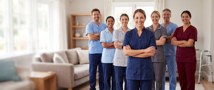 Home healthcare coordinator leading professional care team