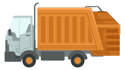 A dump truck is parked on the side of the road © ONYXprj