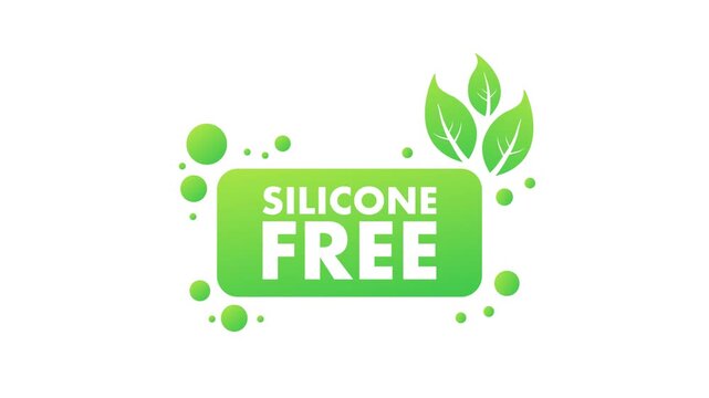 Silicone free green badge animated icon for natural cosmetic products
