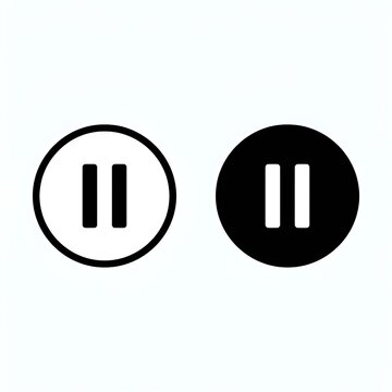Two circular pause button icons isolated on a white background