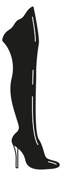 A black boot with a high heel