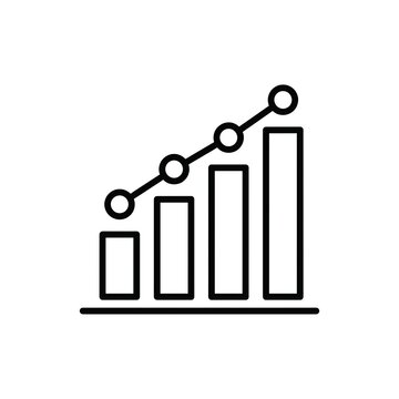 Simple linear bar chart icon showing upward business growth trend