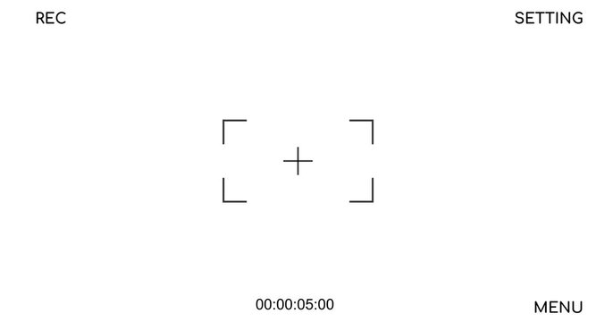 Camera frame viewfinder screen of video recorder, recording video screen, display full hd format,. motion graphics of digital display interface concept