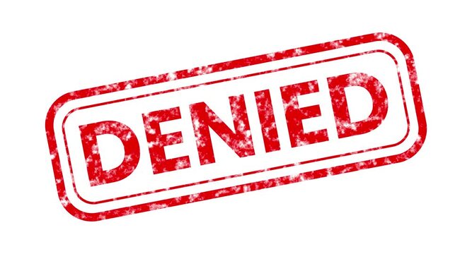 Red denied rubber stamp impression. motion graphics of text video