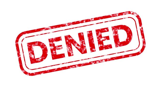 Red denied rubber stamp impression. motion graphics of text video
