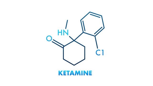 Ketamine chemical structure and molecular formula animation