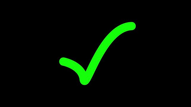 Green checkmarks progress across a black background indicating completion