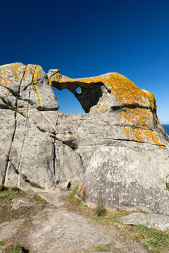 campana rock formation at cies islands natural park in galicia spain