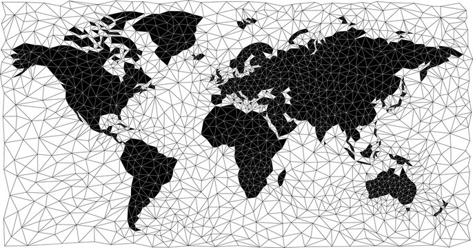 Triangles world map background illustration of world map made up of mesh of triangle shapes