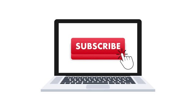 Animated subscribe button on a laptop screen