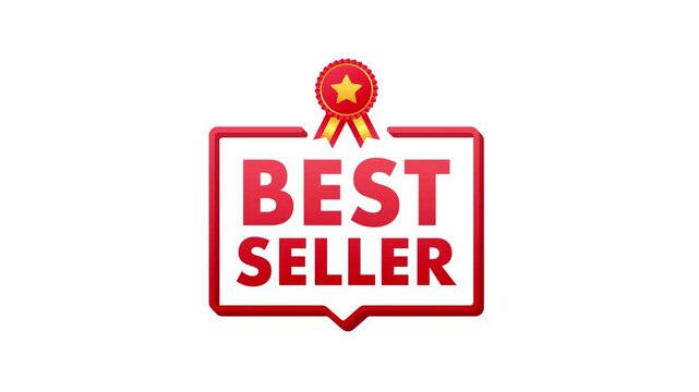 Animated best seller red badge award icon