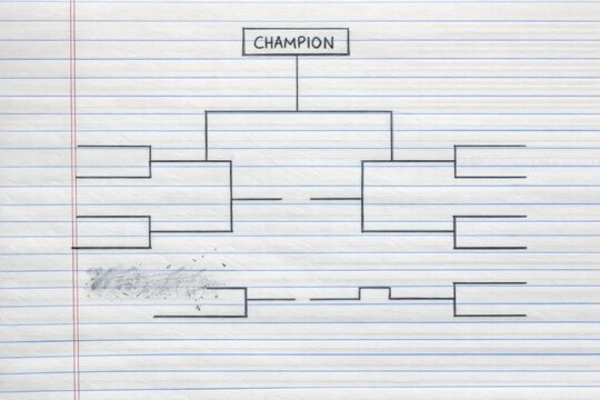 A detailed illustration of a tournament bracket on lined paper, suitable for sports events or educational purposes