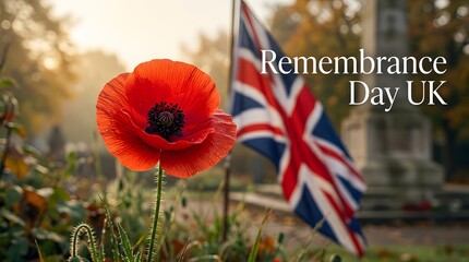 Fototapeta premium Remembrance day in the uk honoring the fallen remembering sacrifices and commemorating veterans with poppies and national observance on november 11th