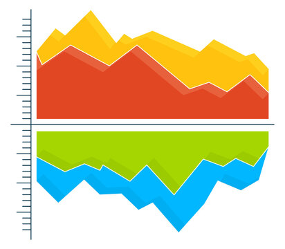 A colorful graph with a blue line and a red line