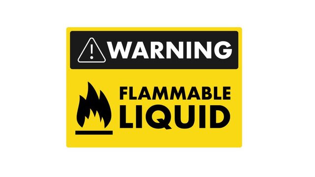 Flammable liquid warning sign animation concept