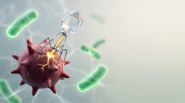 Bacteriophage virus injecting genetic material into a host cell