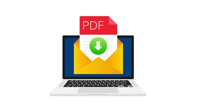 Animated PDF file downloading from an email on laptop screen