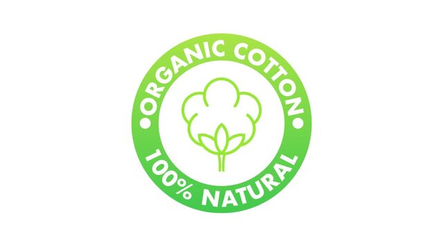 Animated organic cotton 100 percent natural green label