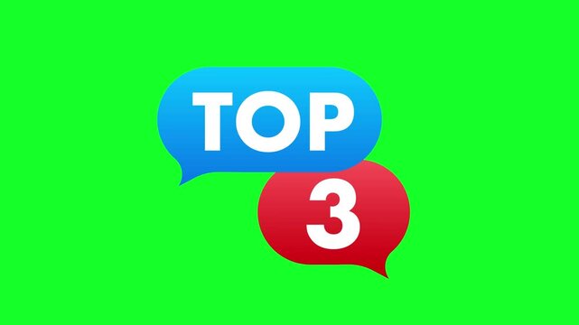 Top number ranking label animation pack on green screen