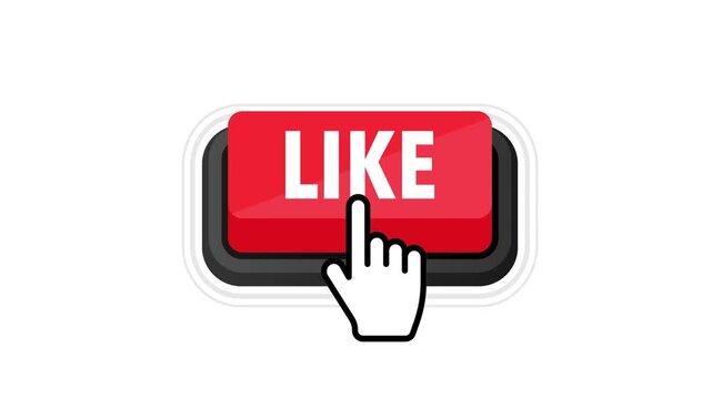 Mouse cursor clicking a red like button animation