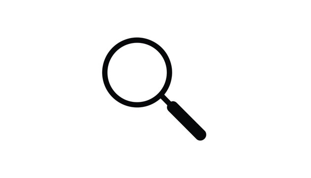Classic black magnifying glass icon with a simple handle indicating search or zoom functions on a white background.