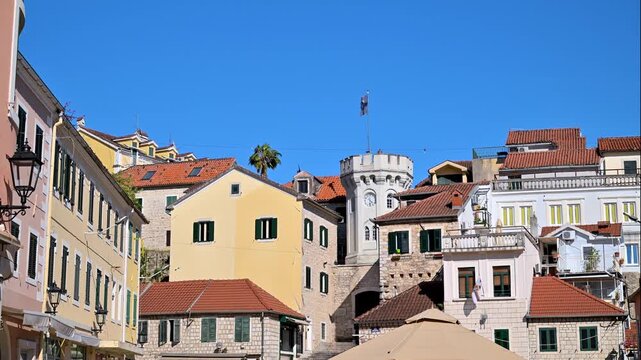 Herceg Novi old town featuring the Clock Tower in Montenegro