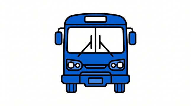 Blue bus front view icon for public transportation and travel design