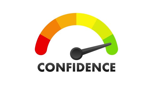 Confidence meter indicator animation from red to green