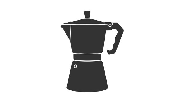 Solid black graphic silhouette of a classic Italian moka pot coffee maker isolated on a clean white background.