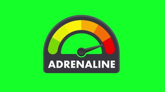 Animated adrenaline meter gauge on green screen background
