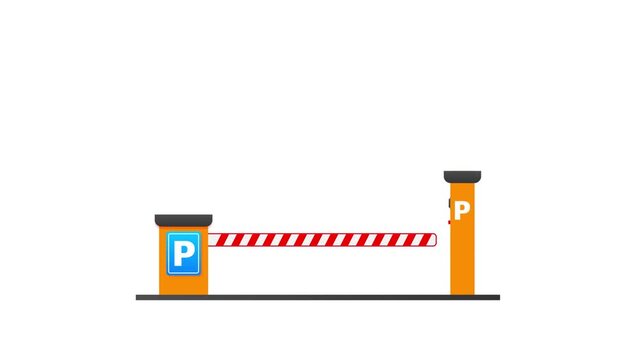 Parking lot automatic barrier arm opening animation