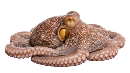 Brown octopus with textured skin and suckers, isolated on transparent background © picme