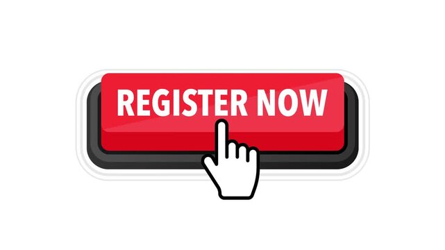 Animated register now button with mouse cursor clicking