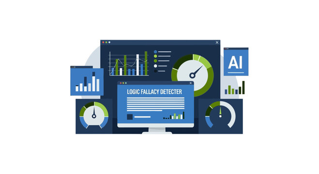 AI Logic Fallacy Detector Dashboard with Data Visualization and Analysis Graphs